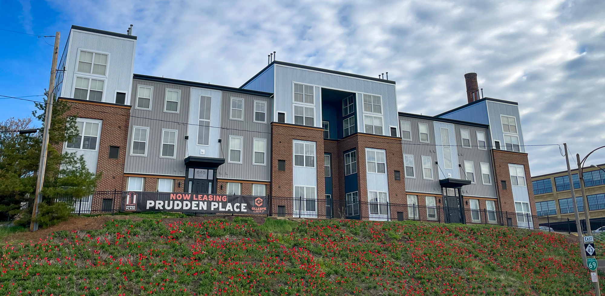 Exterior view of Prudden Place Apartments in Lansing, Michigan