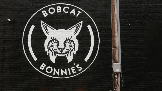 Bobcat Bonnie's emblem on its restaurant in Corktown, Detroit off Michigan Avenue.